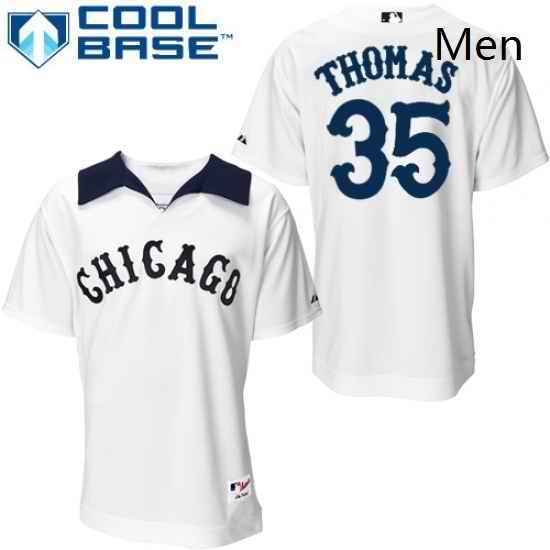 Mens Majestic Chicago White Sox 35 Frank Thomas Authentic White 1976 Turn Back The Clock MLB Jersey